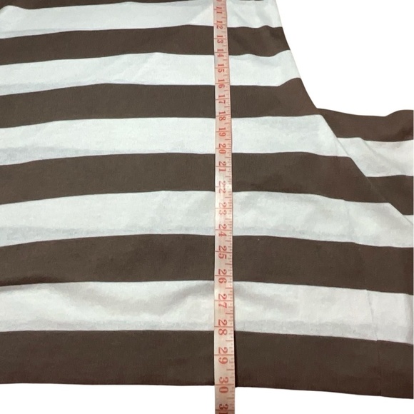 TOMMY BAHAMA Cotton Blend Brown Stripe Tunic Length Vee Neck Light Sweater Sz S - Picture 6 of 7